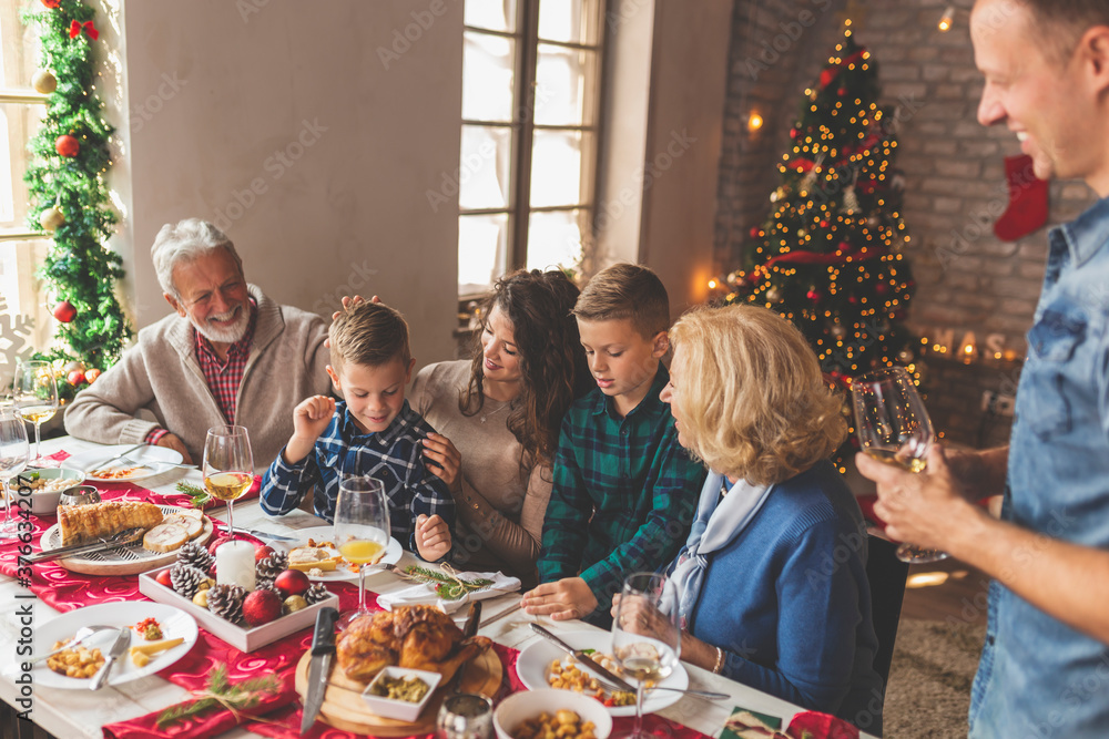 Family having Christmas dinner Family having Christmas dinner