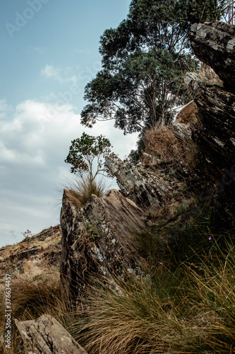 Layered Rock outcrop atop Karue Hill, Embu, Kenya photo