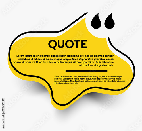 Yellow quotebox for dialog or business, banner with outline and quotation marks, vector template