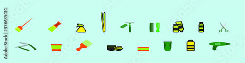 set of barber tools cartoon icon design template with various models. vector illustration