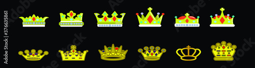 set of crown cartoon icon design template with various models. vector illustration