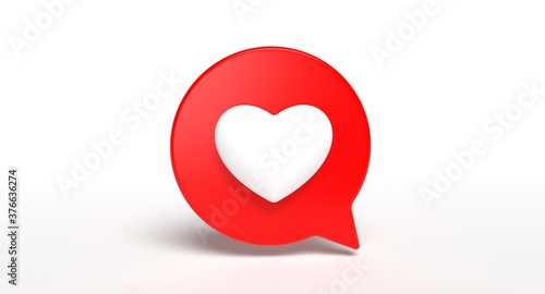 Like bubble social media 3d icon on background. Network love sign concept. 3D illustration.