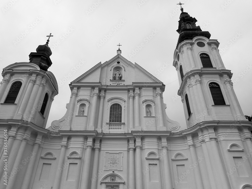 Catholic church. Artistic look in black and white.