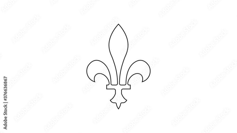 Black line Fleur De Lys icon isolated on white background. 4K Video motion graphic animation. Black line Fleur De Lys icon isolated on white background. 4K Video motion graphic animation.