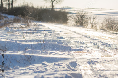 Krajobraz kompozycja zimowa sceneria śnieżny puch