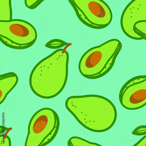 Seamless pattern with vegetables. Vector seamless avocado pattern for print and fabrics.