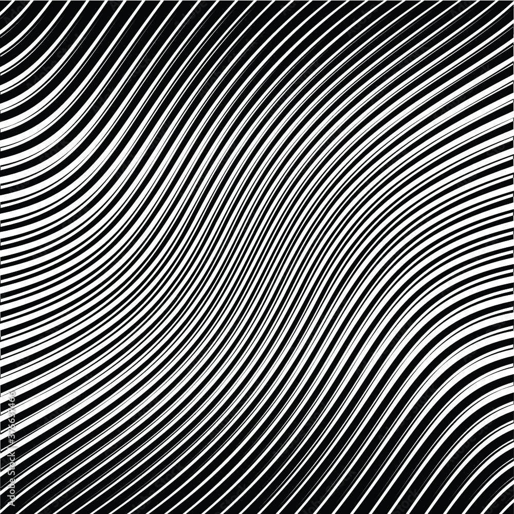 Abstract warped Diagonal Striped Background . Vector curved twisted slanting, waved lines texture
