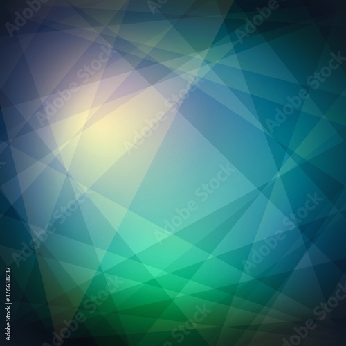 Green brilliant abstract background. Emerald transparent geometric texture. Glowing colored glass. Crystal geometric pattern.