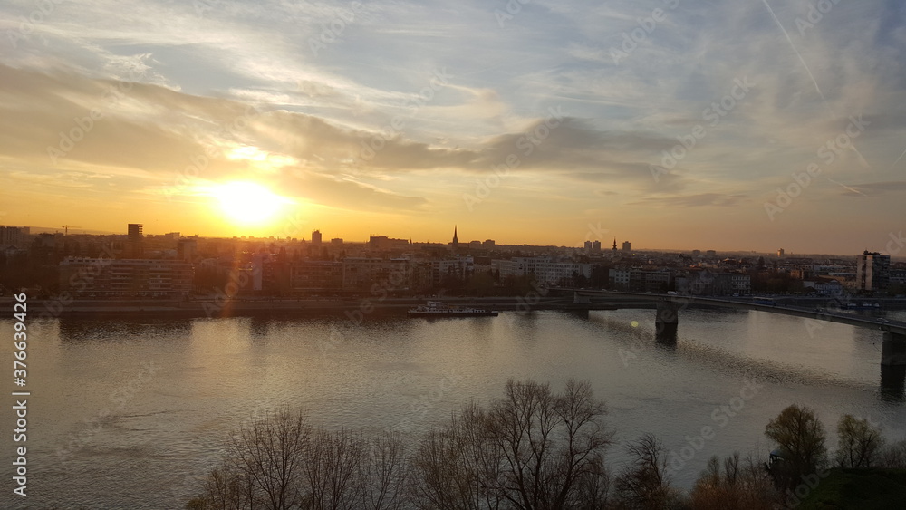 sunrise over the river, Novi Sad, Danube 