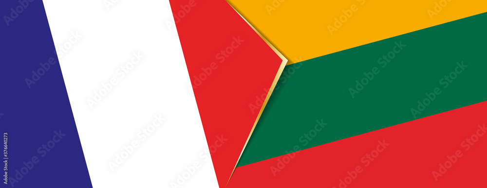 France and Lithuania flags, two vector flags. France and Lithuania flags, two vector flags.