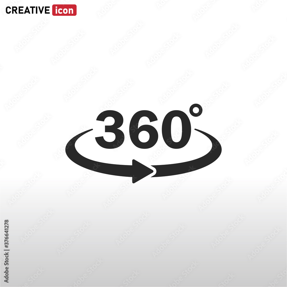 360 degree icon vector . Rotation sign 360 degree icon vector . Rotation sign