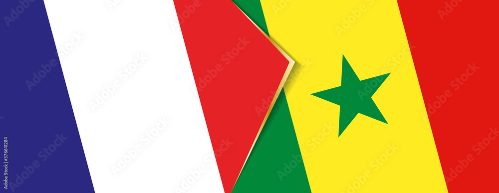 France and Senegal flags, two vector flags. France and Senegal flags, two vector flags.