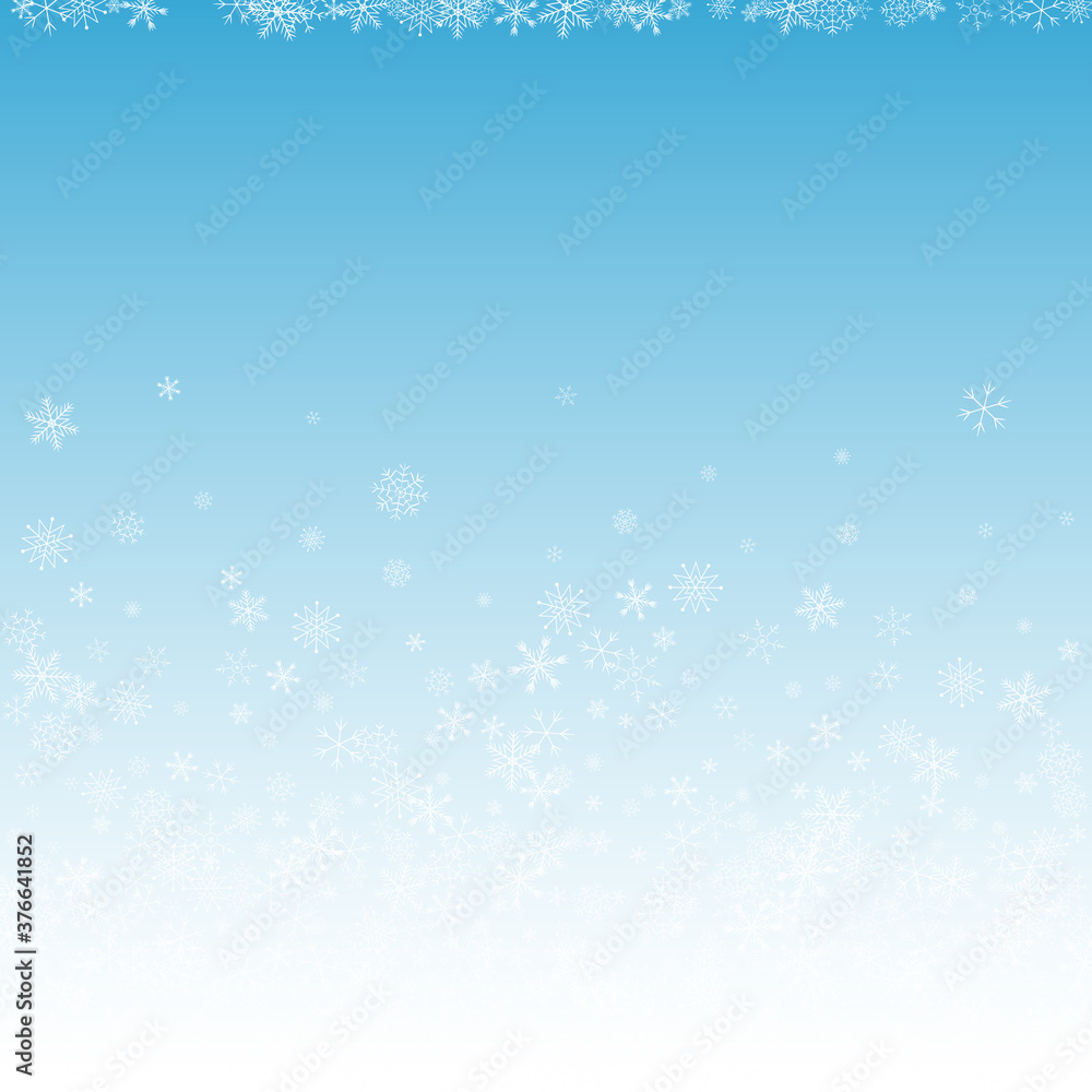 Gray Snowflake Vector Blue Background. magic Snow 