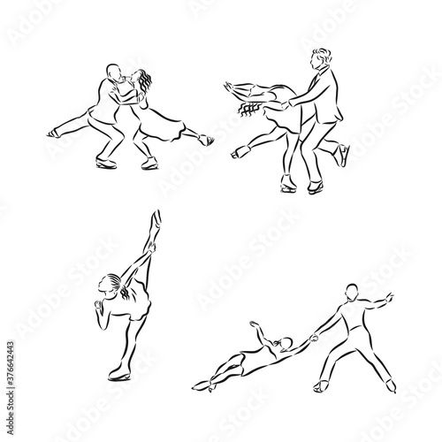 vector sketch illustration figure skating , ice dance, figure skating, vector sketch illustration