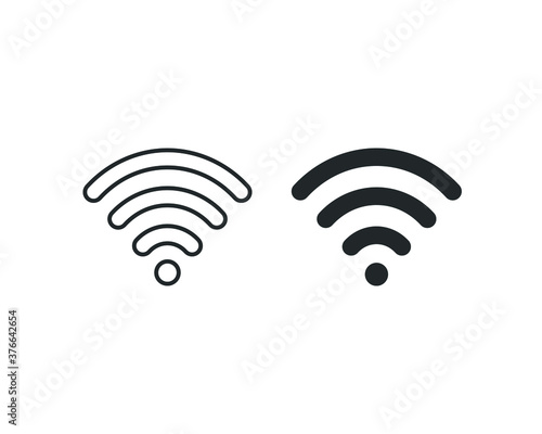 Wi-fi icon. Wifi symbol. Wireless internet connection sign. Simple flat shape logo. Black silhouette isolated on white background. Vector illustration image.