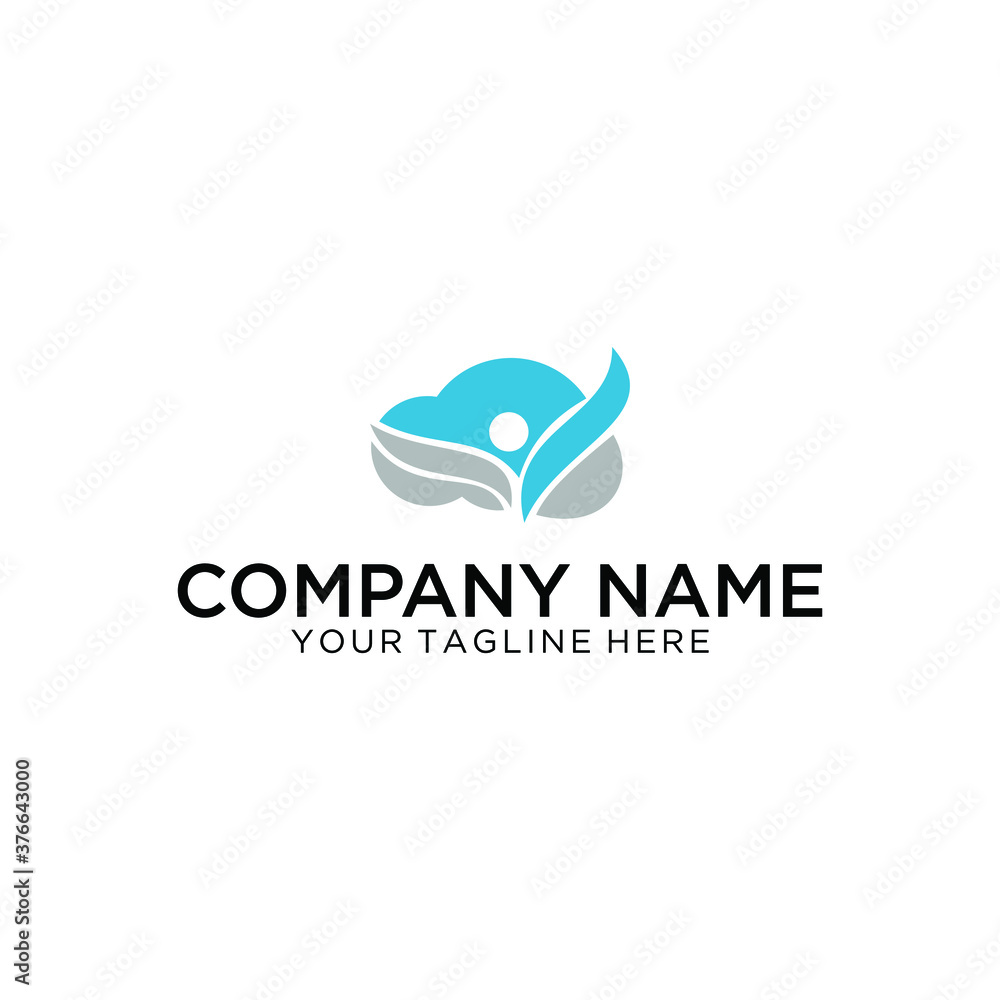 Fototapeta premium Vector logo combination of a cloud and people