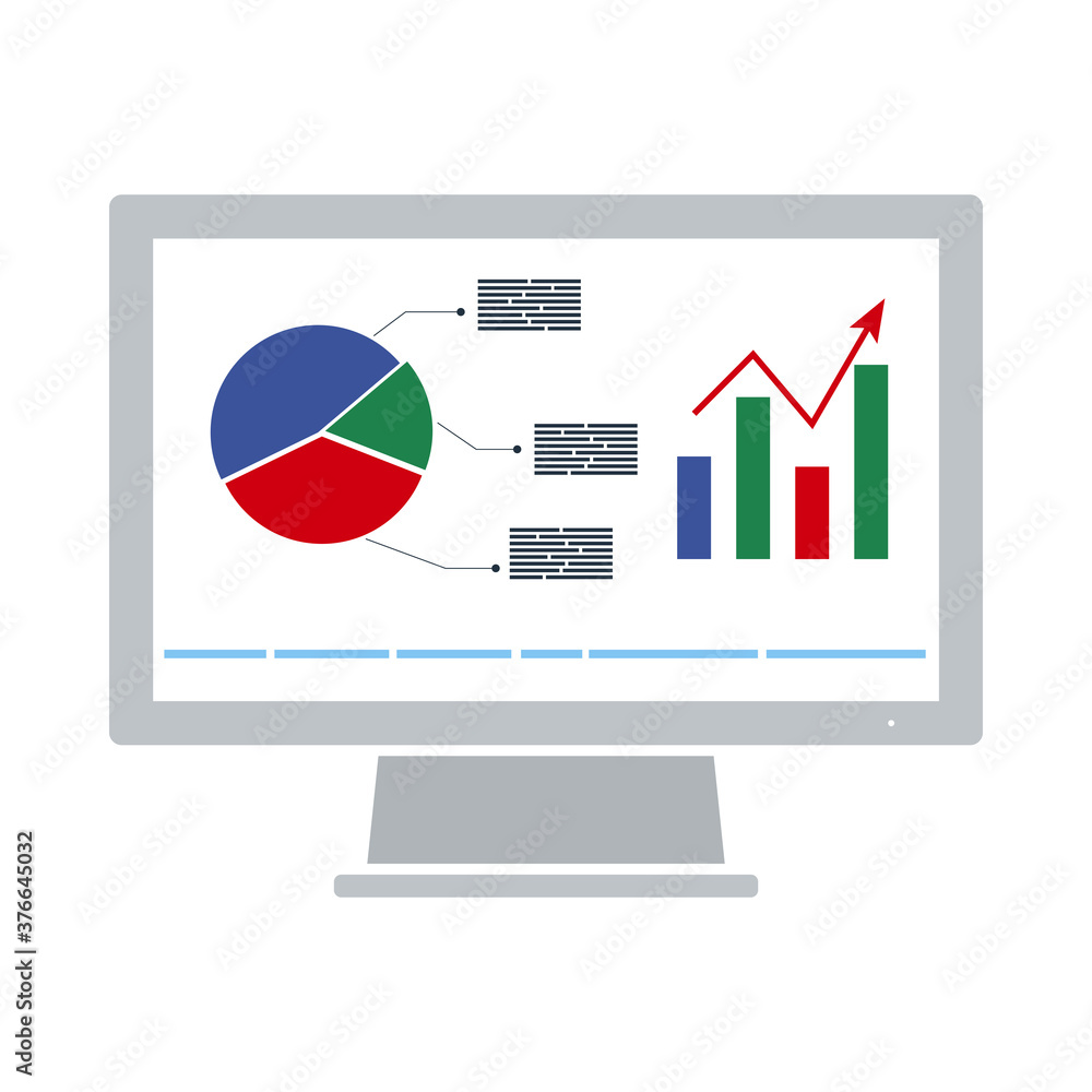 Monitor With Analytics Diagram Icon Monitor With Analytics Diagram Icon