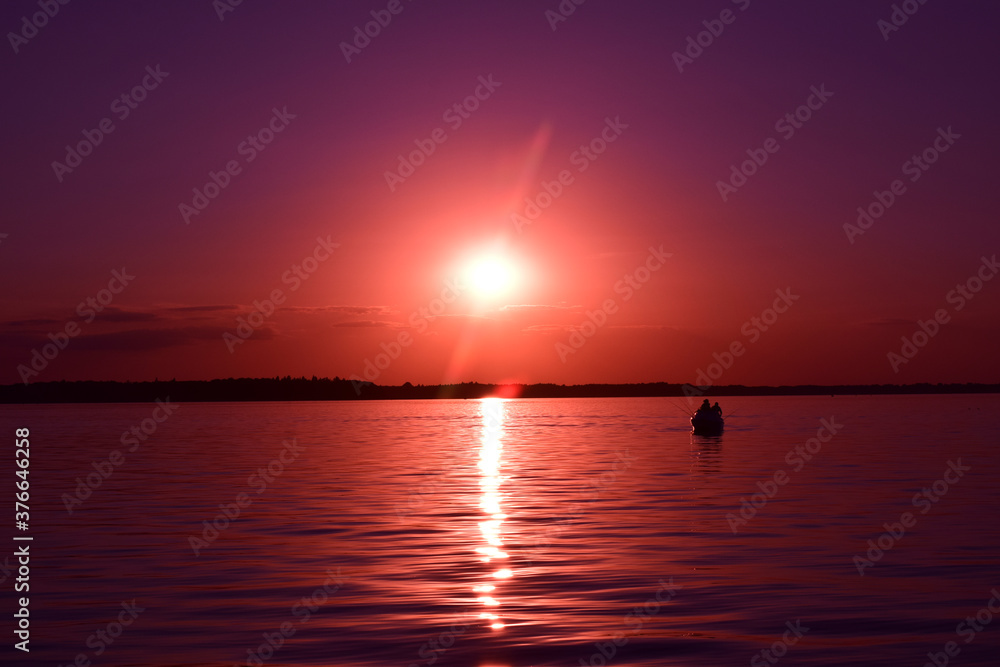 beautiful sunset on the lake, beautiful sunrise on the lake. beautiful sunset on the lake, beautiful sunrise on the lake.