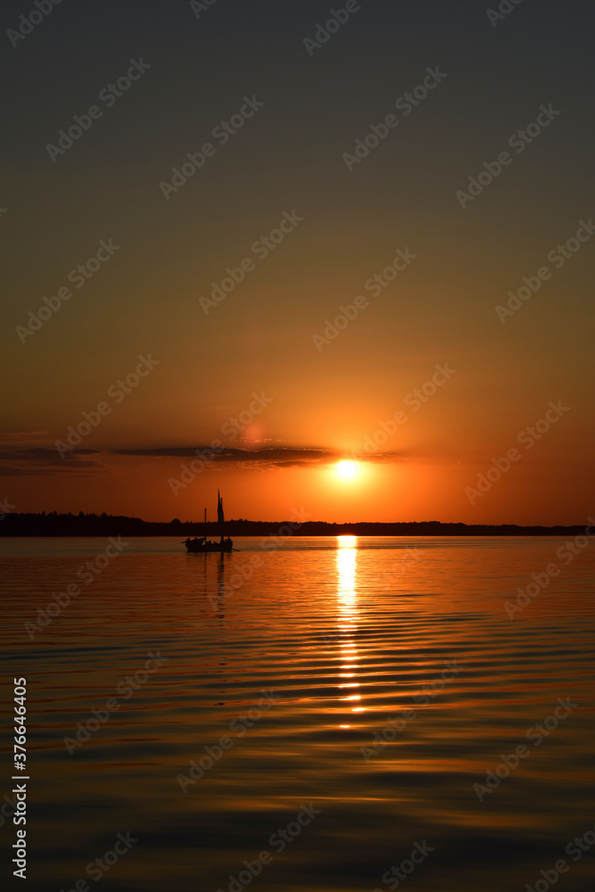 beautiful sunset on the lake, beautiful sunrise on the lake.