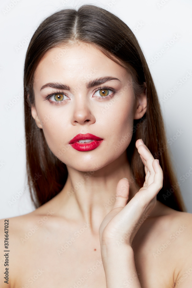 Woman natural look Alluring look red lips clear skin light Woman natural look Alluring look red lips clear skin light