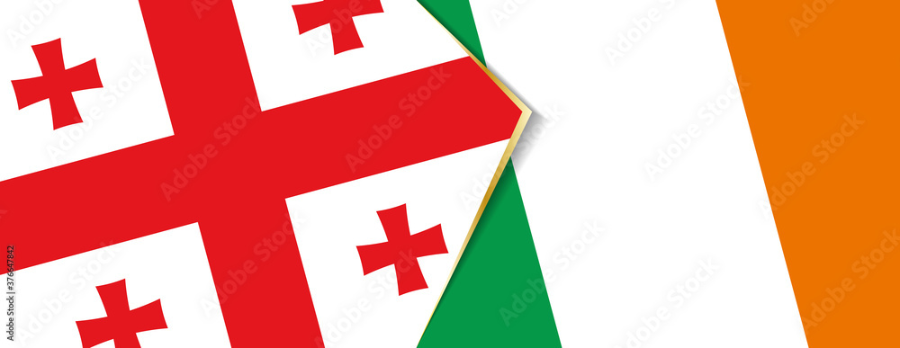 Georgia and Ireland flags, two vector flags.