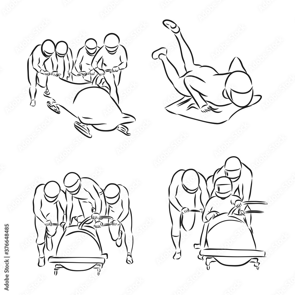 Hand Sketch Bobsleigh Bobsleigh Sports Vector Sketch Illustration