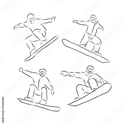 winter sport , snowboarding, snowboarder vector sketch illustration