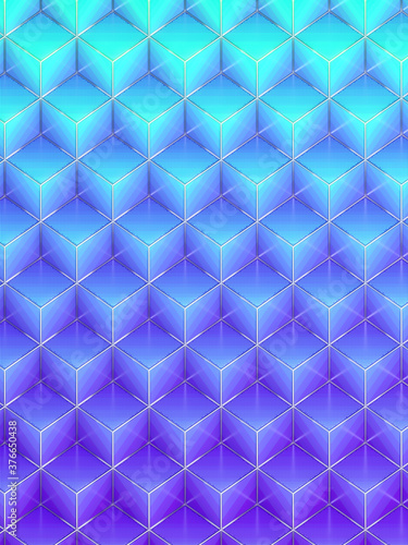 Fototapeta Naklejka Na Ścianę i Meble -  Colored cubes geometric pattern with silver wire. Isometric 3d rendering