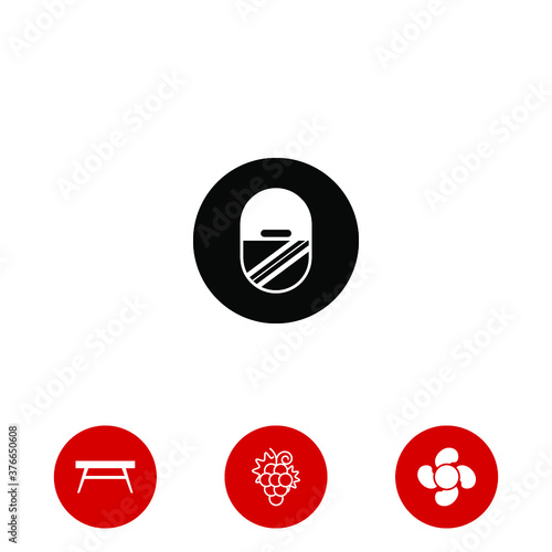 porthole icon and three bonus icons on white background, vector