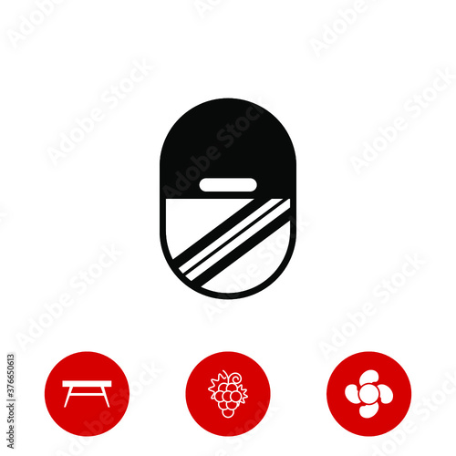 porthole icon and three bonus icons on white background, vector