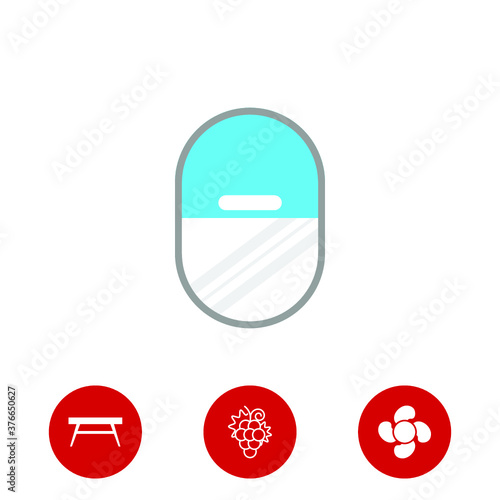 porthole icon and three bonus icons on white background, vector