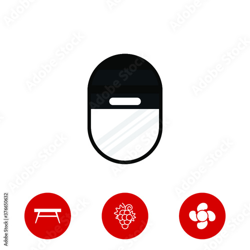 porthole icon and three bonus icons on white background, vector