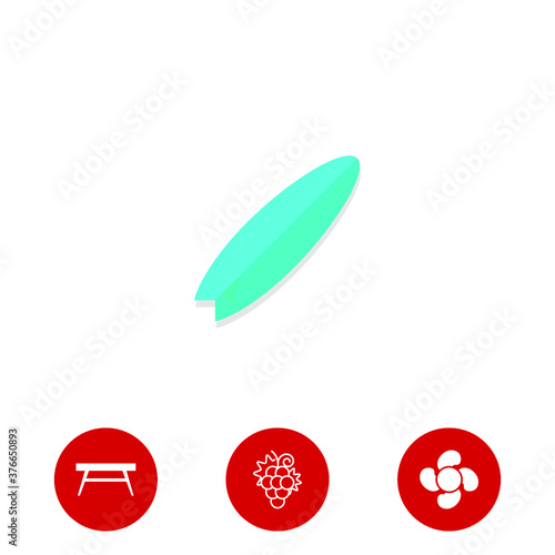 surf icon and three bonus icons on white background, vector