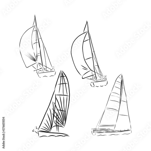 set of sailboat icons, vector illustration, sailing boat vector sketch illustration