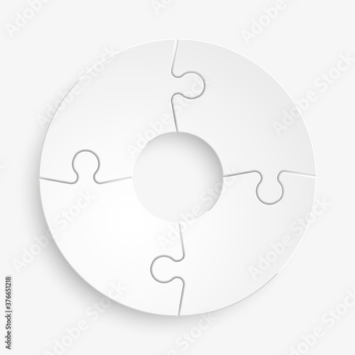 Four sided 3d puzzle presentation infographic template with explanatory text field for business statistics