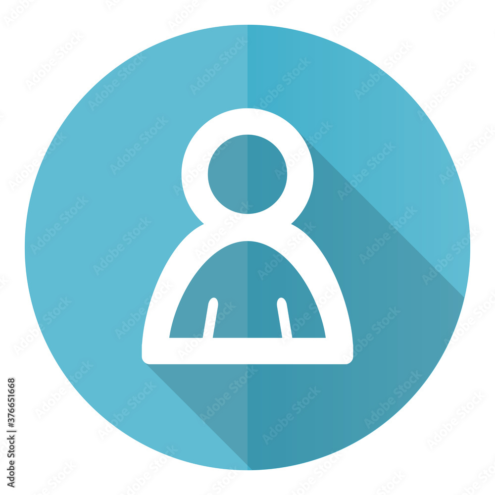 Person vector icon, human, man flat design blue round web button isolated on white background Person vector icon, human, man flat design blue round web button isolated on white background