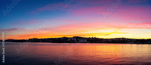 Panorama of Torquay during the sunset in Devon in England in Europe.