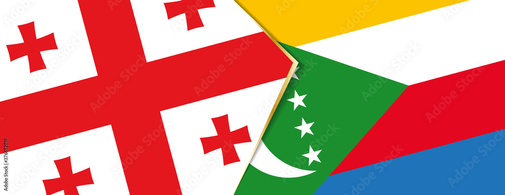 Georgia and Comoros flags, two vector flags.