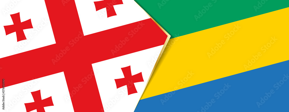 Georgia and Gabon flags, two vector flags.