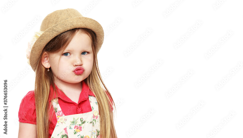 Portrait of a little girl close-up.Isolated on white background. Portrait of a little girl close-up.Isolated on white background.