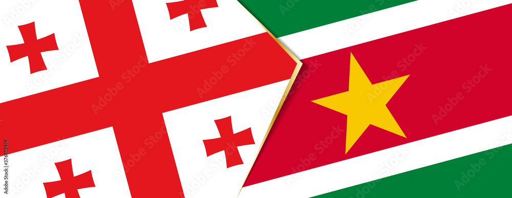 Georgia and Suriname flags, two vector flags.