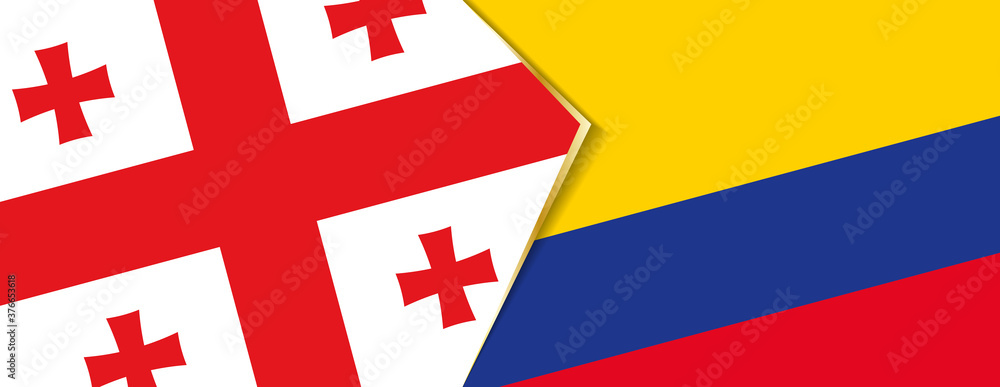 Georgia and Colombia flags, two vector flags.