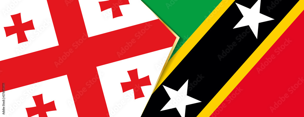 Georgia and Saint Kitts and Nevis flags, two vector flags.