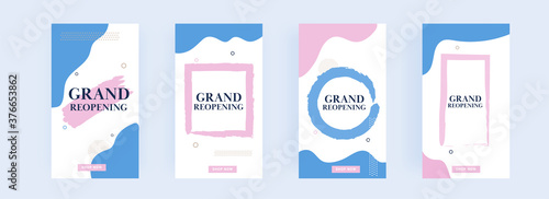 Set of Advertising Template or Flyer, Poster Design with Brush Stroke Effect for Grand Reopening.