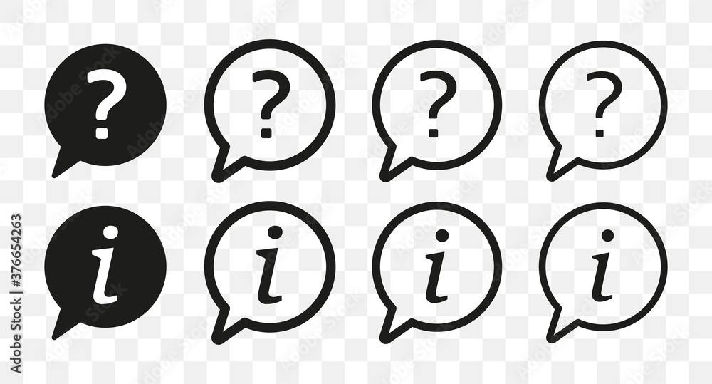 Help and information icons set, question mark, information. Vector illustration Help and information icons set, question mark, information. Vector illustration