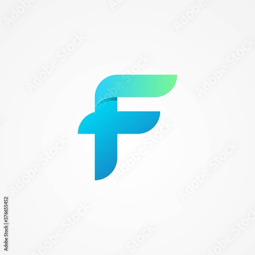 Letter f abstract logo design template with 3d gradient colorful