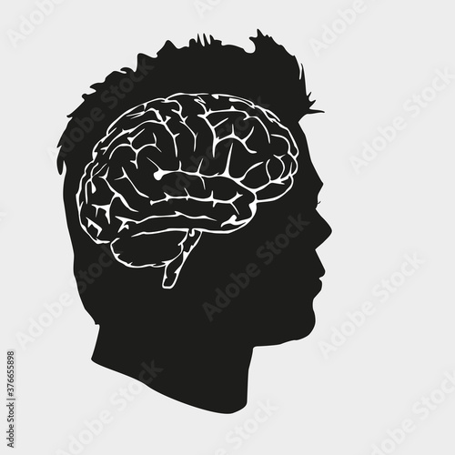 Human head idea - concept illustration in flat design style for business presentation, brochure, web site and other projects. Infographic concept.