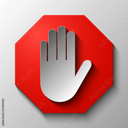 No entry hand sign on white background