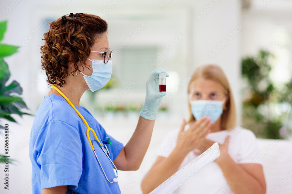 Doctor examining sick patient. Ill woman in clinic Doctor examining sick patient. Ill woman in clinic