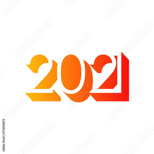 Concepto feliz año nuevo. Logotipo con número 2021 en espacio negativo con sombra en color naranja